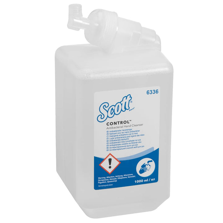 A Single Blue, White and Clear Refill Bottle of 6336 Scott Control Hand Sanitiser
