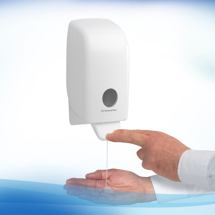 A Person Using a White Kimberly-Clark 6348 Hand Was Dispenser