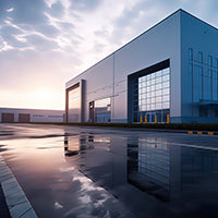 Image of a commercial warehouse at day break