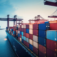 Image of a container boat stacked with containers coming into port - Sentinel Laboratories Ltd