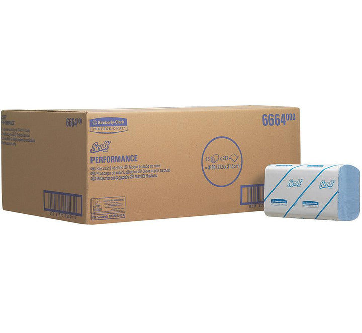 Box of Blue 6664 SCOTT® PERFORMANCE Hand Towels, Medium - Blue (previously 6660 SCOTT® PERFORMANCE Hand Towels) - Sentinel Laboratories Ltd