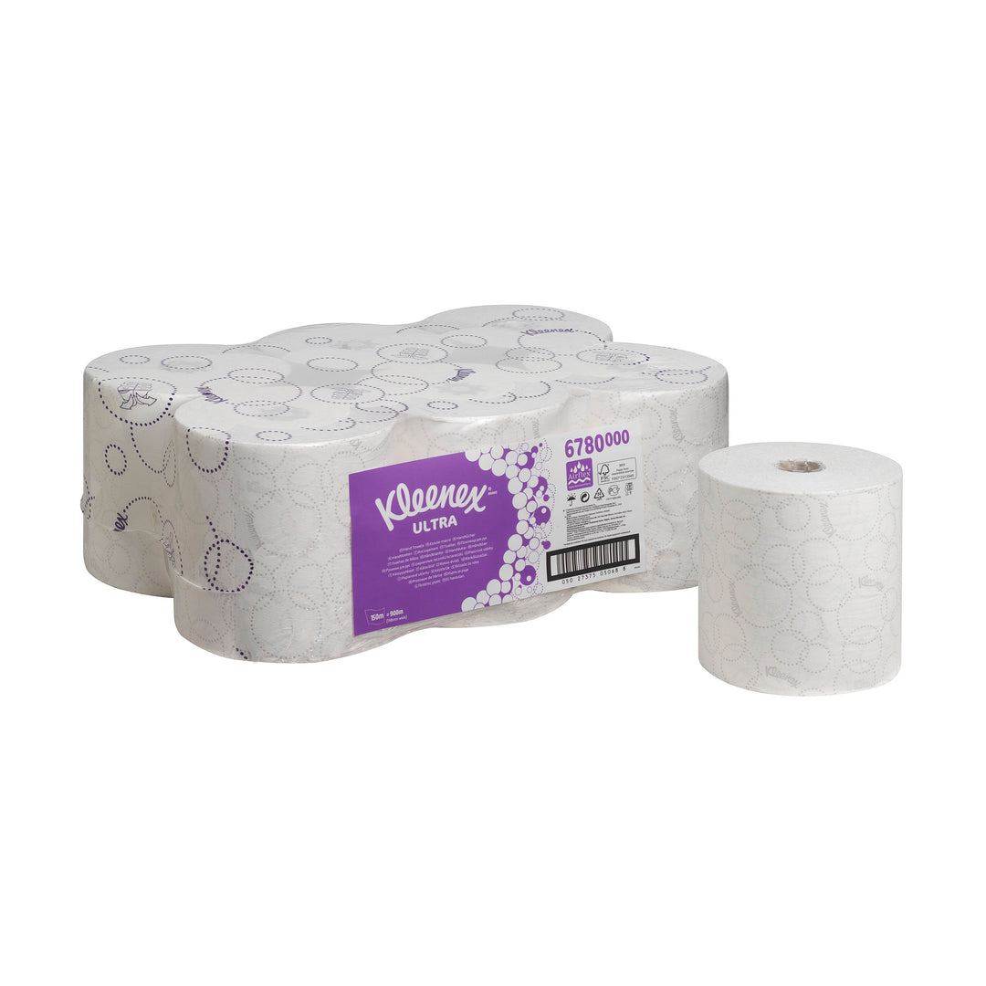 A Pack of 6780 Six White Kleenex Paper Rolls