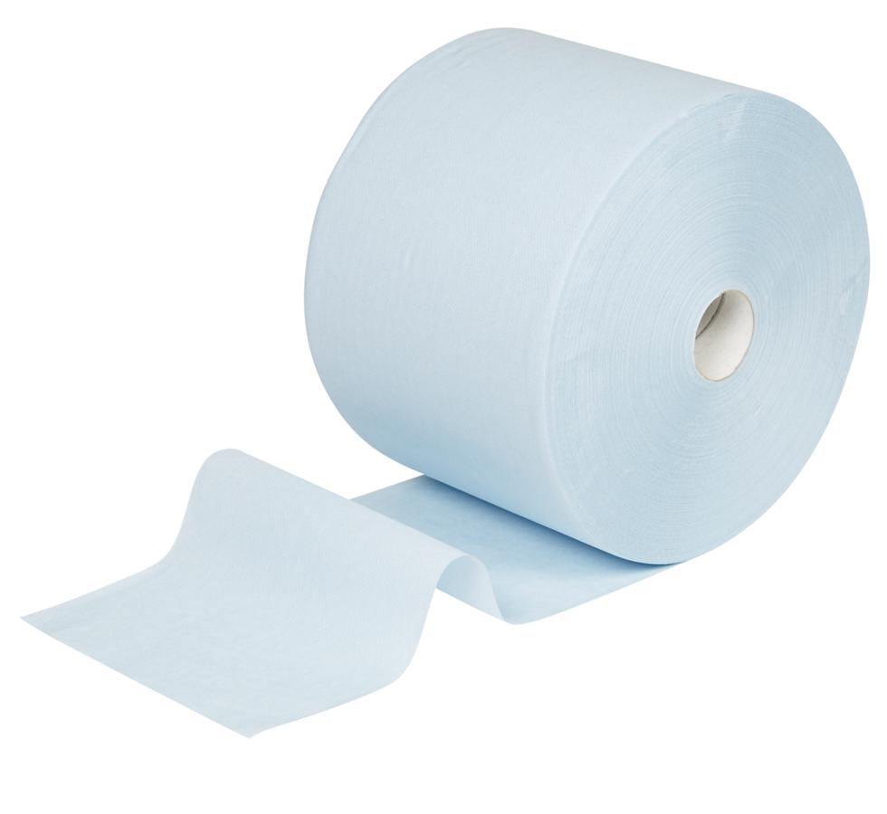 A Single Paper 7200 WYPALL* L10 Extra+ Wipers, Large Roll on It's Side - Blue - Sentinel Laboratories Ltd