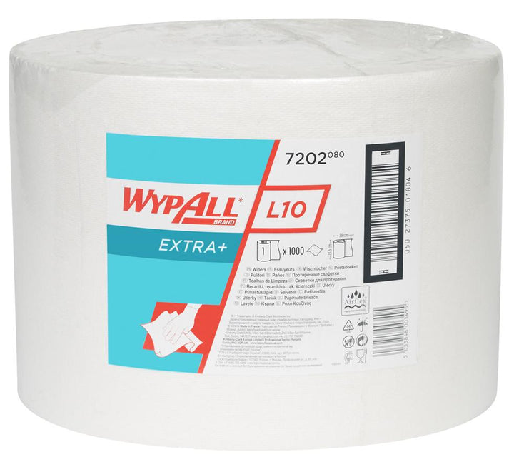 Single 7202 WYPALL* L10 Extra+ Wipers, Large Roll - White - Sentinel Laboratories Ltd