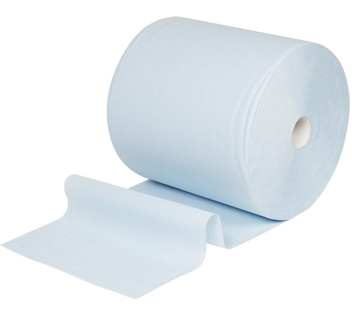 A Single Paper 7240 WYPALL* L10 Extra+ Wiper on it's Side, Large Roll - Blue - Sentinel Laboratories Ltd