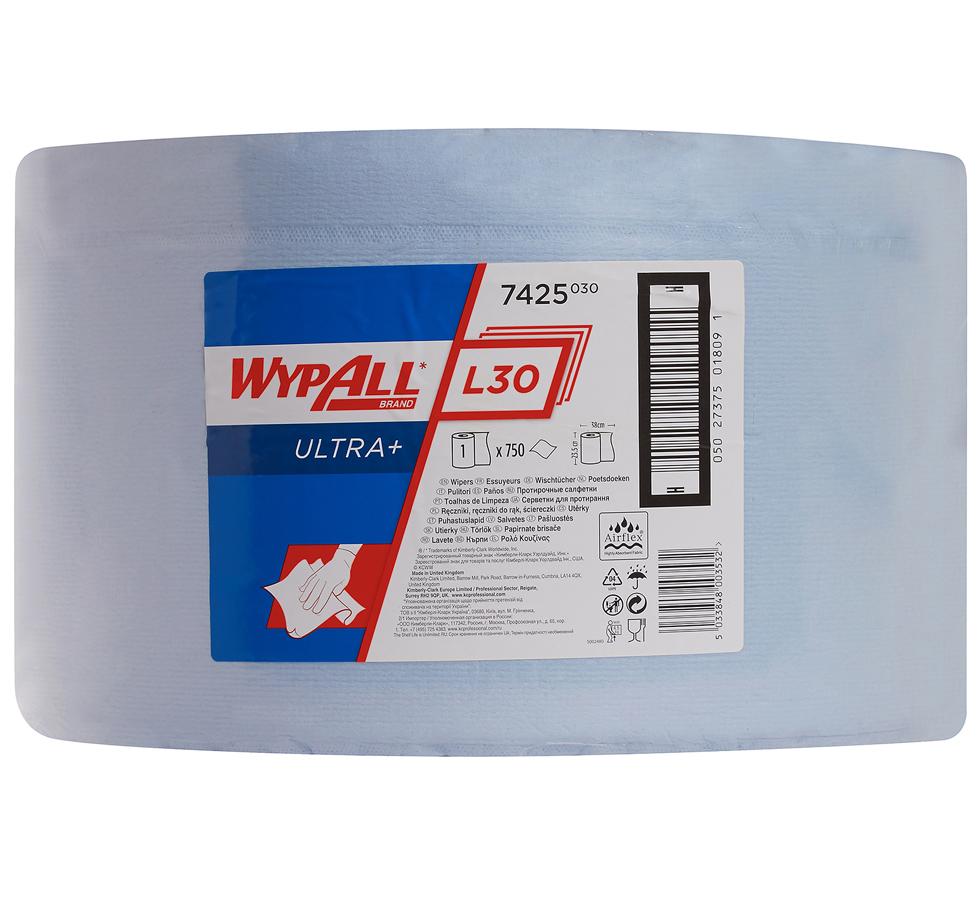 Single Paper 7425 WYPALL* L30 Ultra+ Wipers, Large Roll - Blue - Sentinel Laboratories Ltd