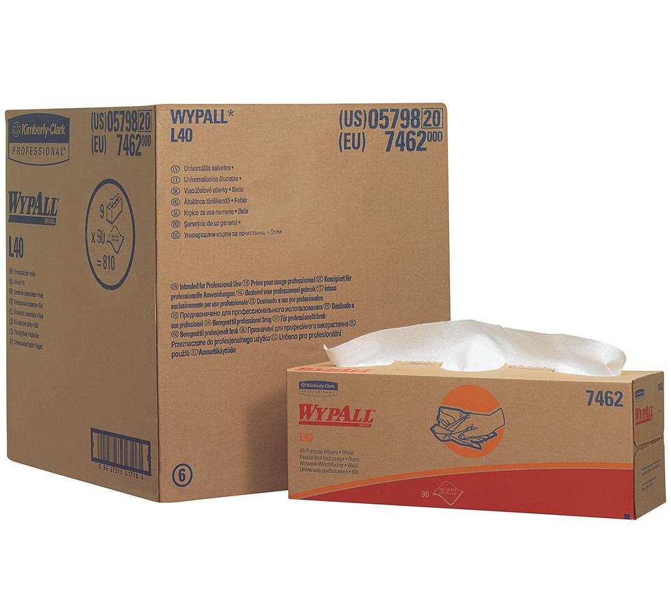 Open Inner Box of 7462 WYPALL* L40 Wipers, Pop-up Box - White - Sentinel Laboratories Ltd