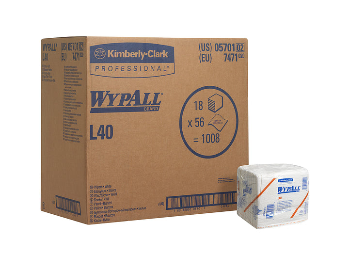A Pack and Case of White Paper 7471 WYPALL* L40 Wipers, 1/4 Fold - White - Sentinel Laboratories Ltd