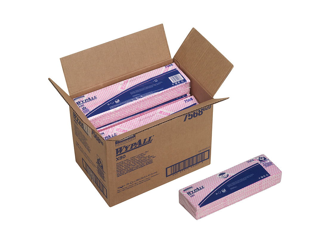 Open Case of Red 7565 WYPALL* X80 Cleaning Cloths, Interfolded - Sentinel Laboratories Ltd