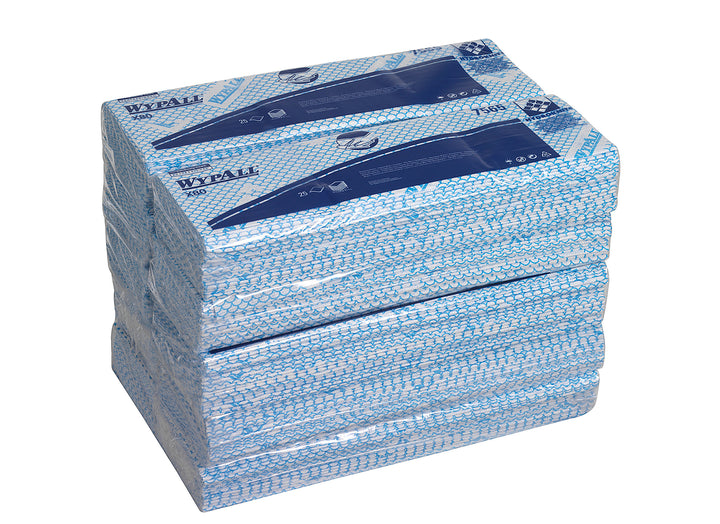 A Stack of Blue 7565 WYPALL* X80 Cleaning Cloths, Interfolded - Sentinel Laboratories Ltd