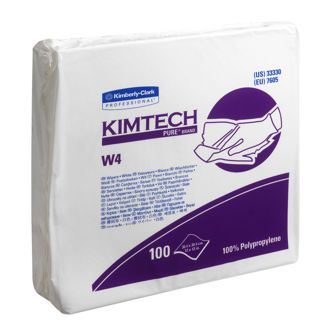 A White and Purple Pack of 7605 KIMTECH PURE* CL4 Dry Wipers, 30.4cm x 30.4cm - Sentinel Laboratories Ltd