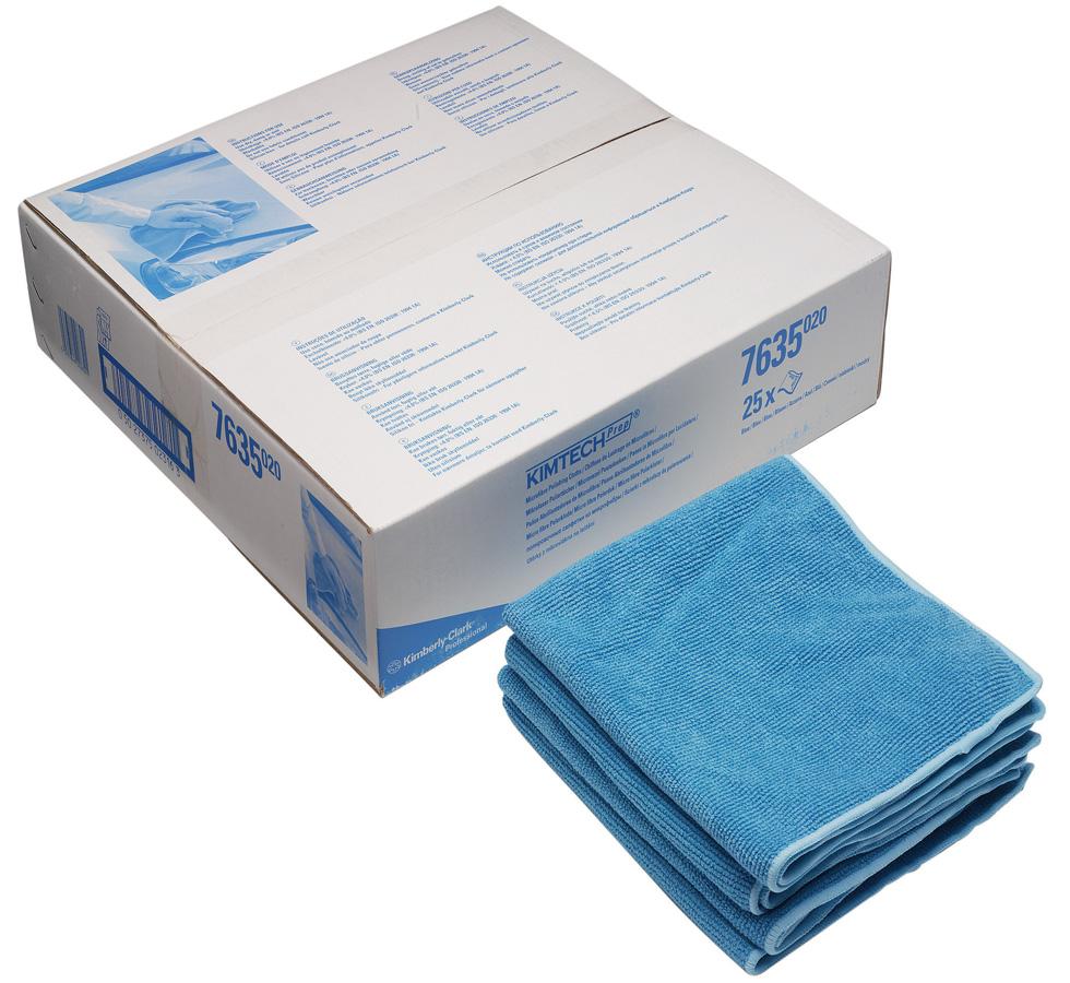 Box of 7635/7636 Microfibre Polishing Cloths with cloths in front - Blue - Sentinel Laboratories Ltd