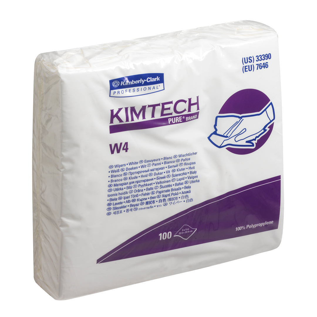 A White and Purple Pack of 7646 KIMTECH PURE* CL4 Dry Wipers, 22.8cm x 22.8cm - Sentinel Laboratories Ltd