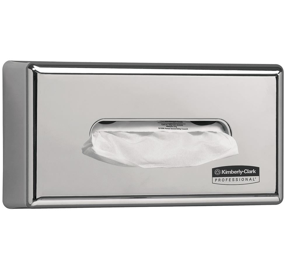 Single 7820 KIMBERLY-CLARK PROFESSIONAL* Facial Tissue Dispenser - Silver Design - White Tissues - Sentinel Laboratories Ltd