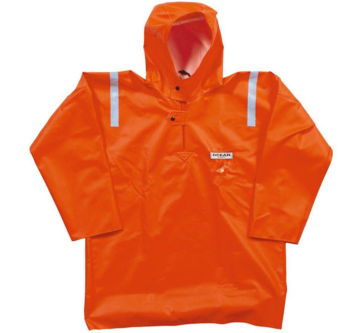 Bright Orange Ocean Classic Smock Buttoned Up - Reflective Shoulder Strips - Sentinel Laboratories Ltd