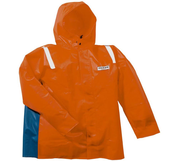 Bright Orange Ocean Crewman Jacket with Navy Coloured Side Panelling and Reflective Shoulder Strips - Sentinel Laboratories Ltd