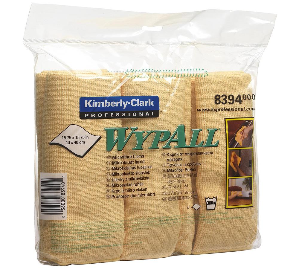Single Pack of Yellow 8394 WYPALL* Microfibre Cloths, Flat Sheet, 40 x 40cm - Sentinel Laboratories Ltd