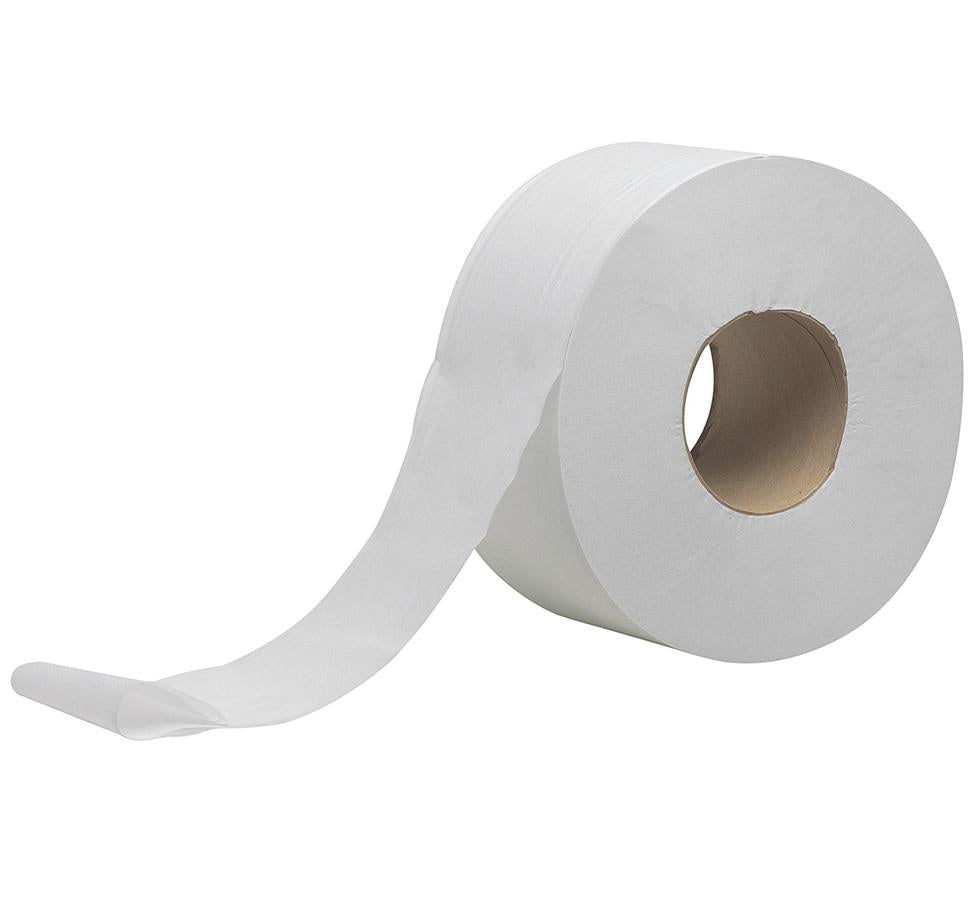A Large White Paper Roll of 8614 HOSTESS* Toilet Tissue on it's Side, Jumbo, 200m - White - Sentinel Laboratories Ltd