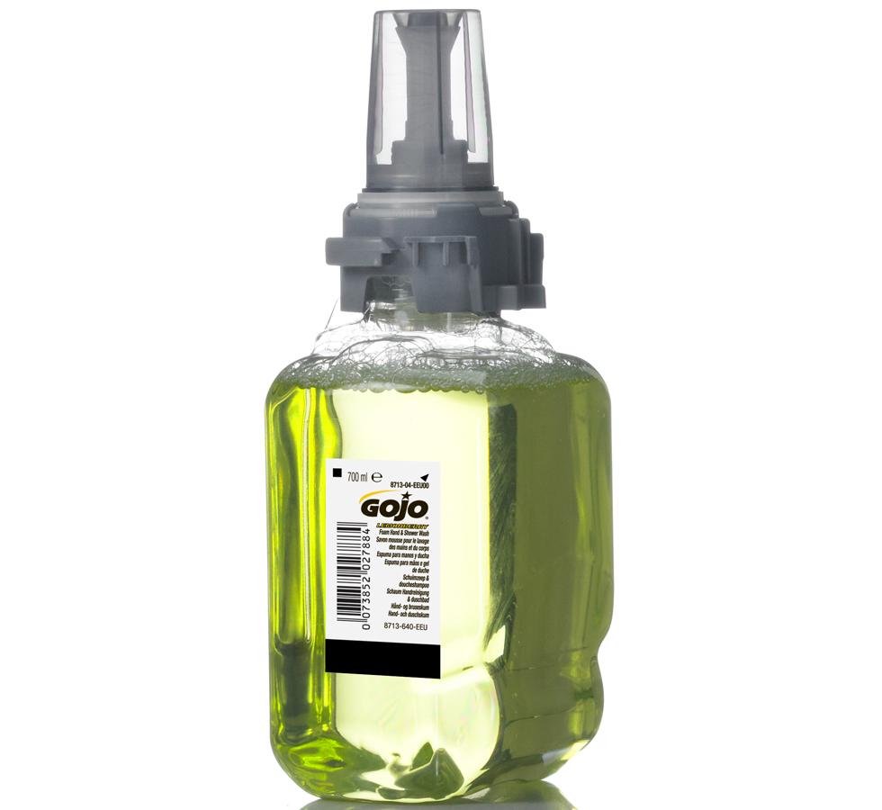 Lime Green Colour Clear Container of 8713-04 GOJO® Lemonberry Foam Hand & Shower Wash, ADX™ 700ml Refill - Sentinel Laboratories Ltd