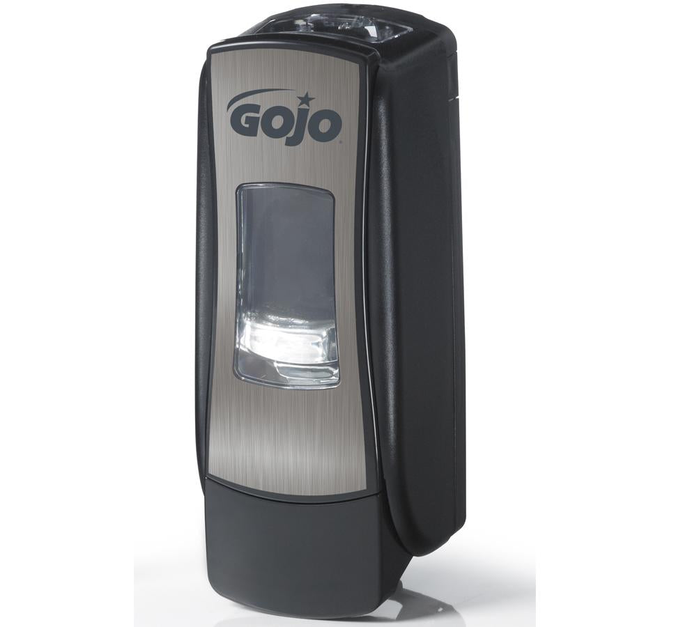 Black and Grey 8788-06 GOJO® ADX-7™ Dispenser, Brushed Chrome - Dark Grey GOJO Brand Lettering - Sentinel Laboratories Ltd