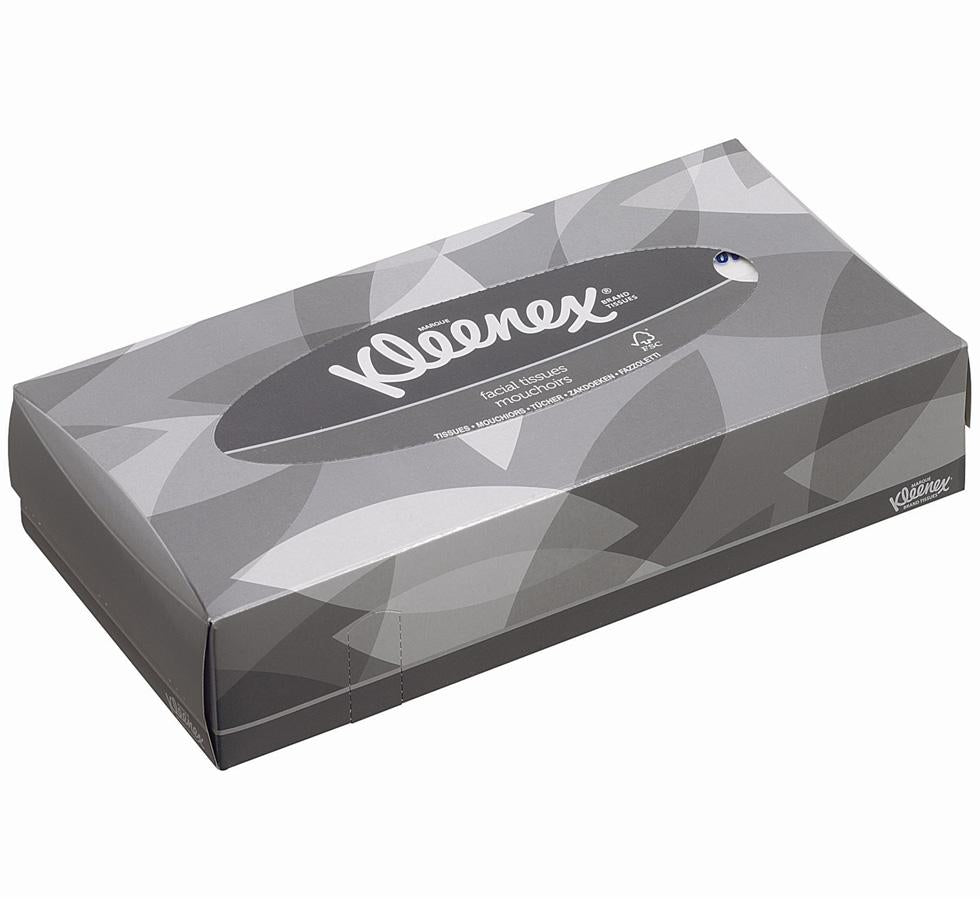 Box of White 8835 KLEENEX Facial Tissue, Standard - Grey Box Design - Sentinel Laboratories Ltd
