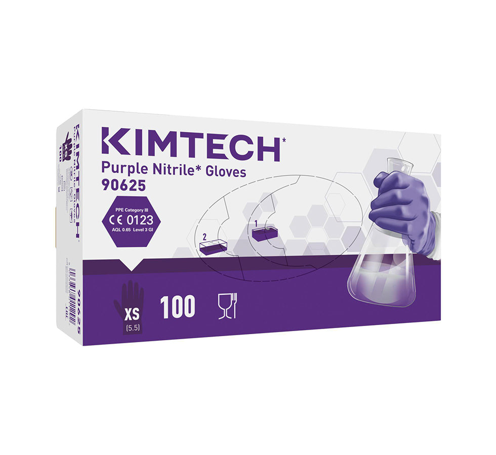 A White and Purple Box of 90625 Purple Nitrile Gloves