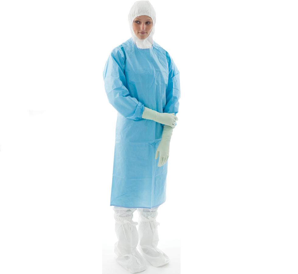 Woman wearing BioClean-C™ Sterile Protective Apron with Sleeves - Sentinel Laboratories Ltd