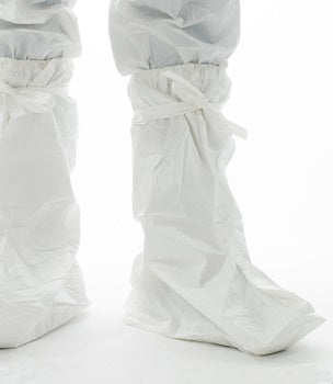 A Person Wearing a Pair of White BioClean-D™ Overboots BDOB