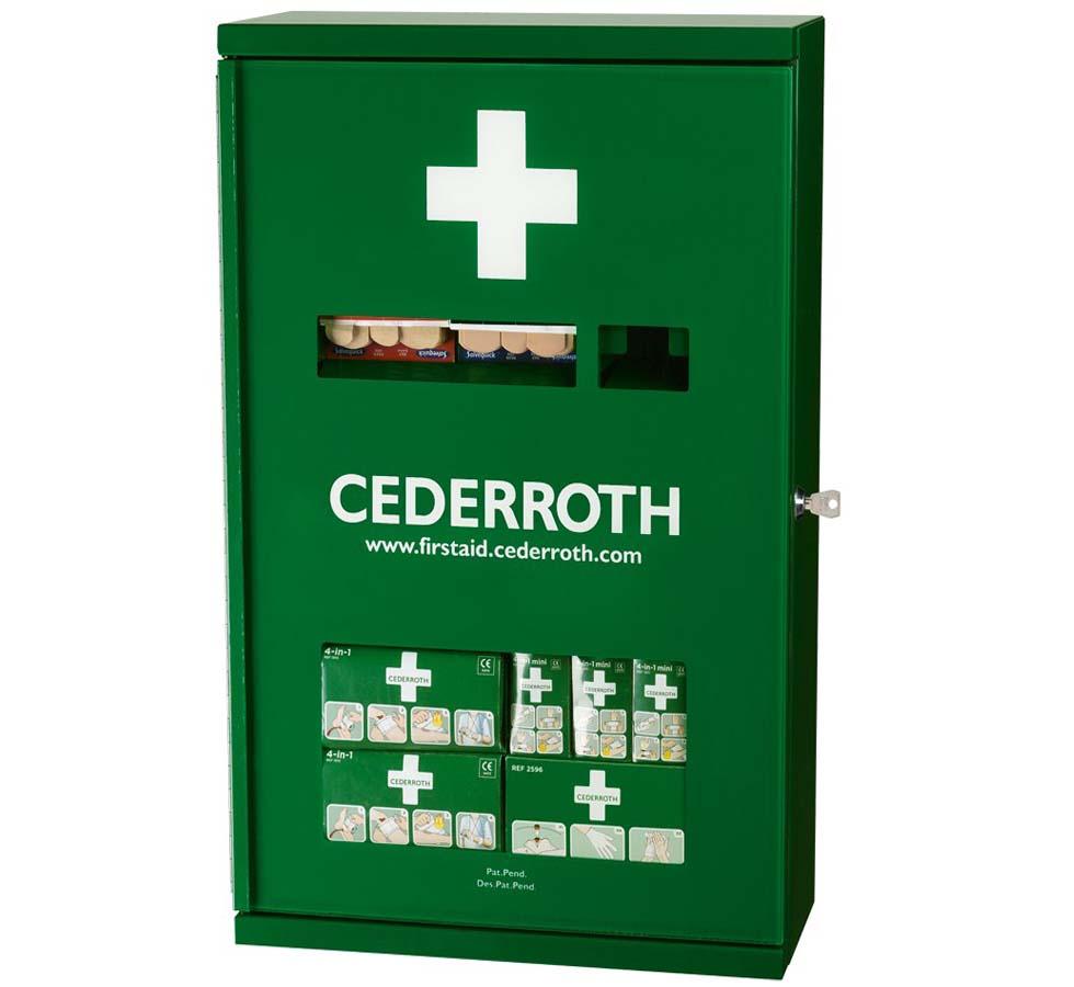Green and White Cederroth First Aid Cabinet - Sentinel Laboratories Ltd