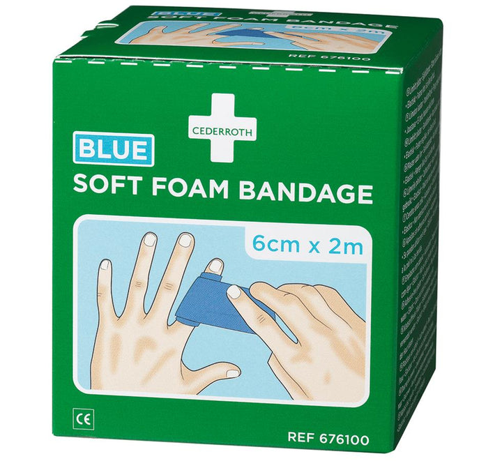 A Green and White Box of Cederroth Soft Foam Bandages - Blue - Sentinel Laboratories Ltd