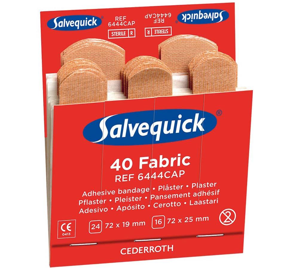 Red Pack White Lettering Blue Salvequick Branding Fabric Plaster Refill Pack - Sentinel Laboratories Ltd