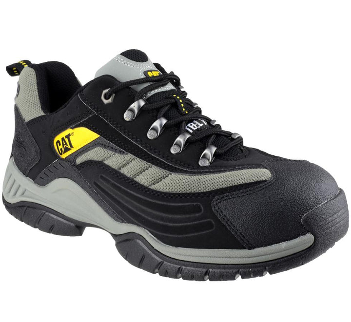 Black, Grey and Yellow Caterpillar Moor, Black Lightweight Trainer Style Safety Shoes - Sentinel Laboratories Ltd