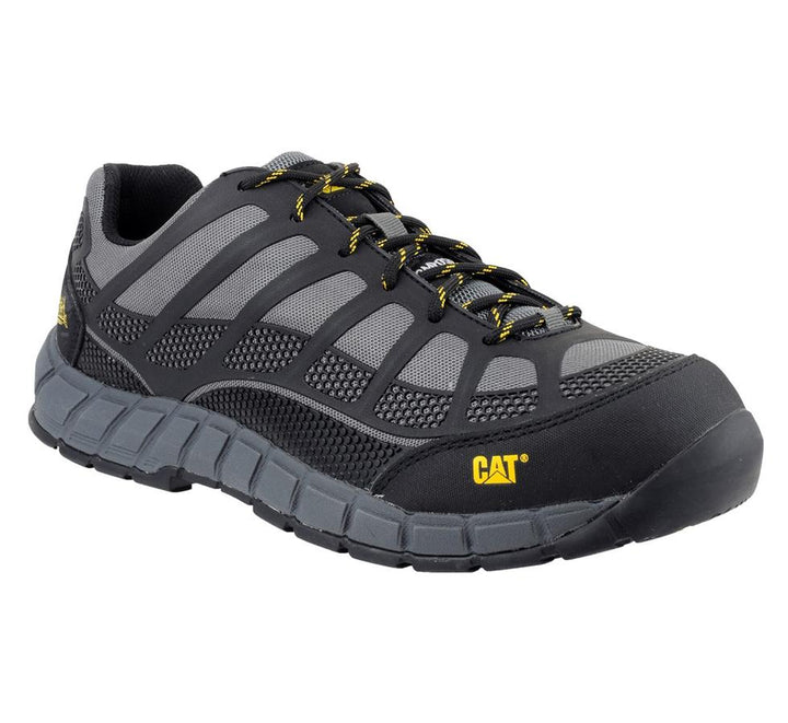 Side View of Grey, Black and Yellow Caterpillar Streamline CT Charcoal or Red Athletic Designed and Engineered Safety Trainers - Sentinel Laboratories Ltd