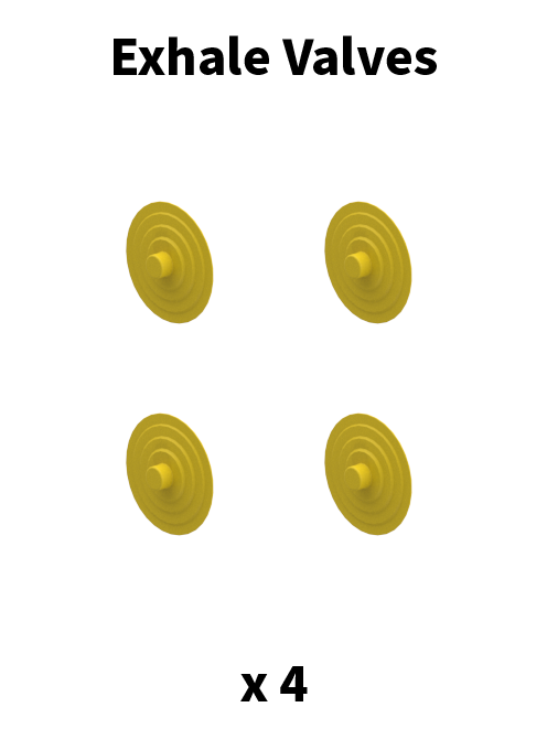 A Set of Four Yellow Corpro Mask Exhale Valves