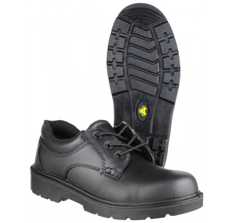 Side and Bottom View of FS38c Amblers Safety Black, Comp:Cap, Midsole Safety Shoes - Sentinel Laboratories Ltd