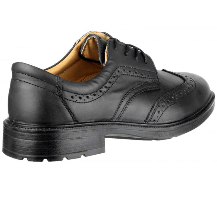 Side View of FS44 Amblers Safety Black 4-Eyelet Leather Lined Brogue Safety Shoes - Sentinel Laboratories Ltd