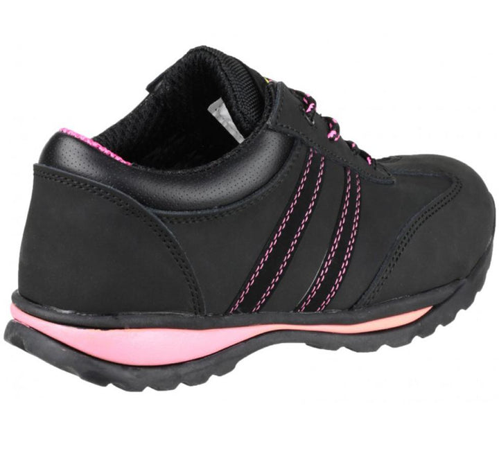 Side View of FS47 Amblers Safety Ladies Black Leather Trainers - Sentinel Laboratories Ltd