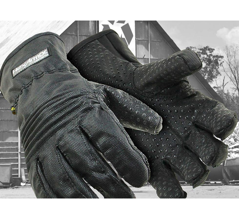A Pair of Black and Dark Grey HexArmor® Hercules™ NSR 3041 Gloves - Sentinel Laboratories Ltd