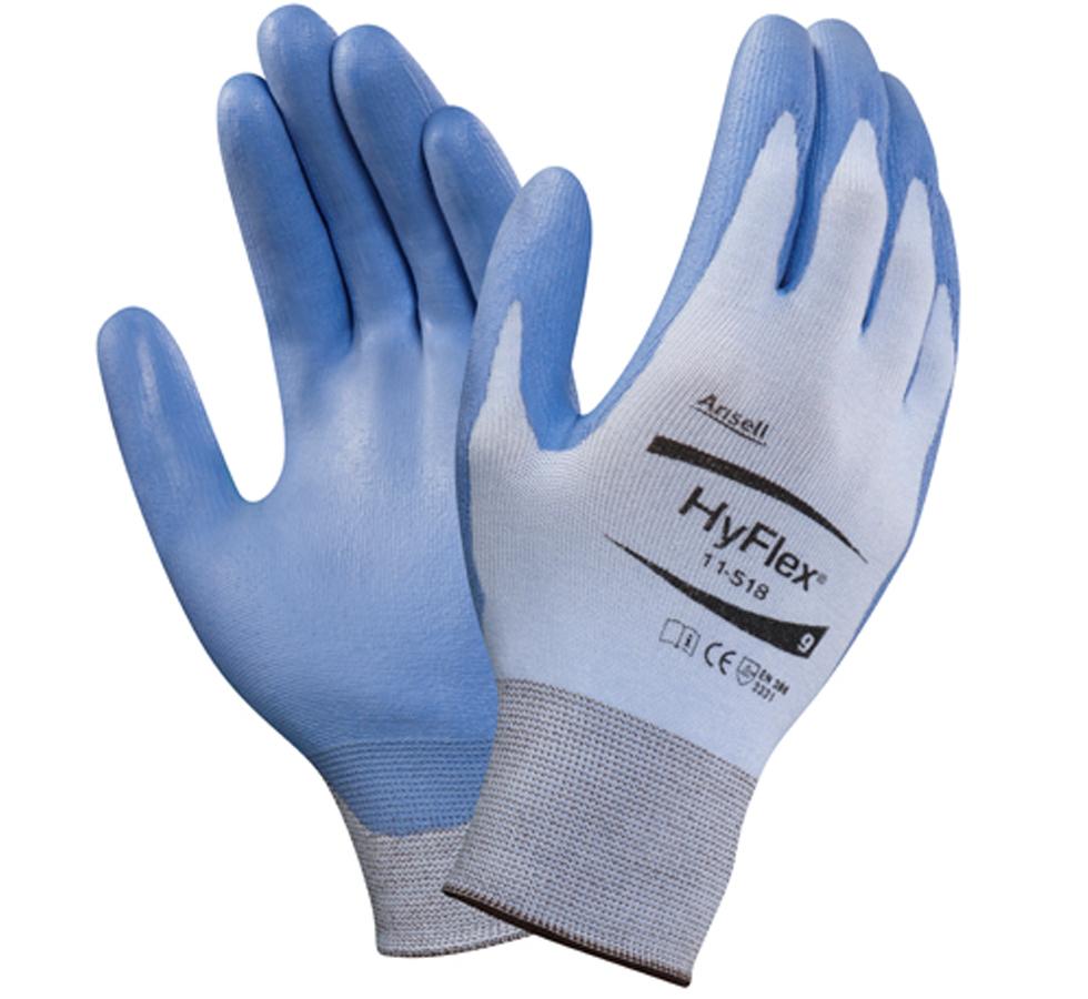 A Pair of Violet, White and Grey HYFLEX® 11-518 Gloves - Sentinel Laboratories Ltd