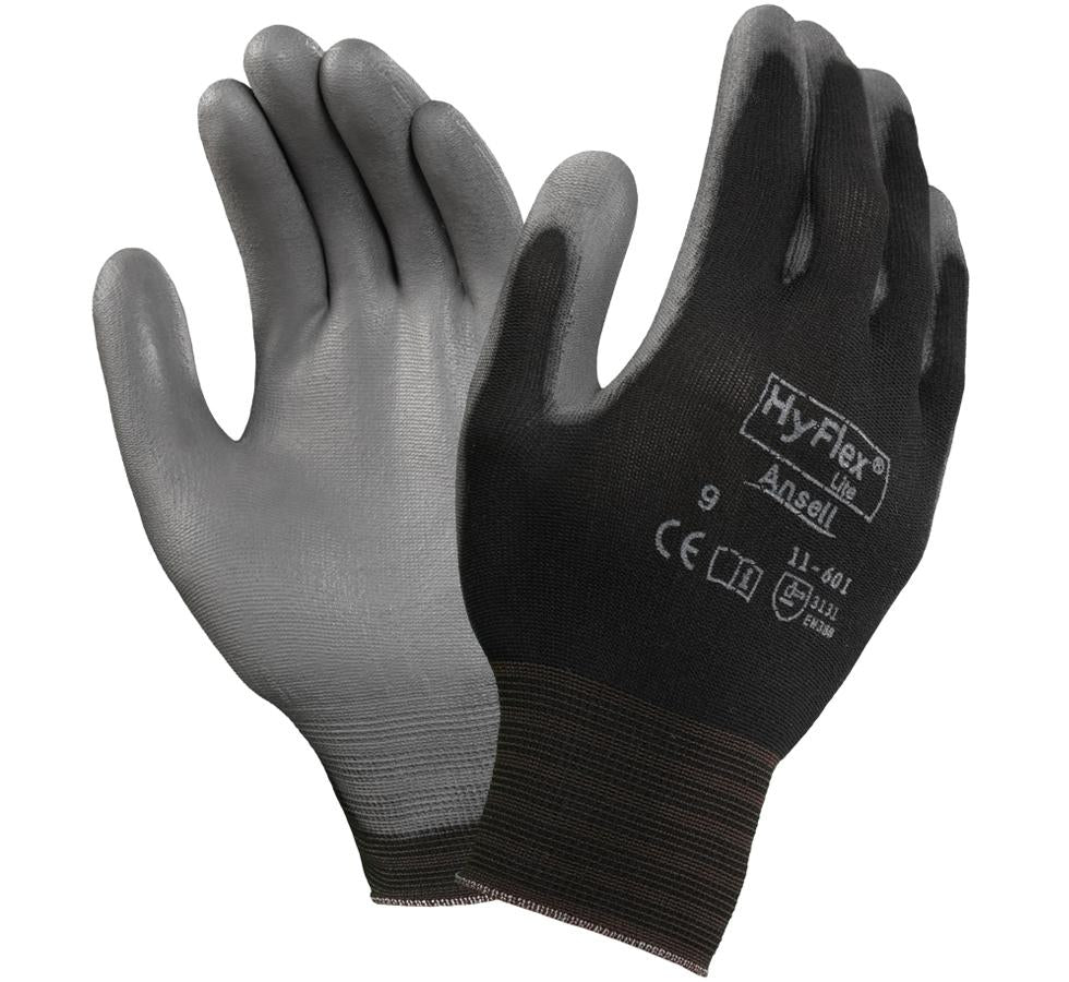 Pair of Black and Grey Palm HYFLEX® 11-601 Gloves - Grey Lettering - Sentinel Laboratories Ltd