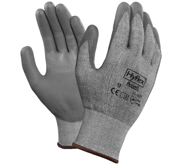 Pair of Medium Grey, Dark Grey HYFLEX® 11-627 Gloves - Brown Beading, Black Text - Sentinel Laboratories Ltd