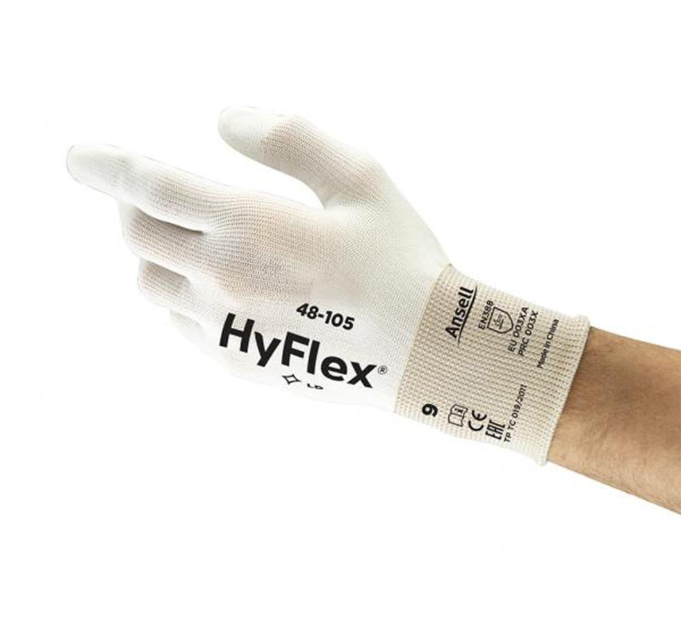 A Person Wearing a Single White HYFLEX® 48-105 (Previously SENSILITE®) Glove - Sentinel Laboratories Ltd