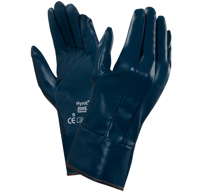 A Pair of Dark Navy Shiny HYNIT® 32-800 Gloves with Long Length Cuffs - Sentinel Laboratories Ltd