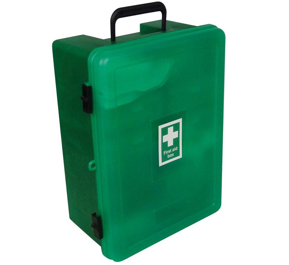 Green British Standard Compliant Easy Check First Aid Cabinet Box - Fully Stocked - Sentinel Laboratories Ltd