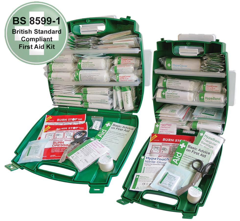 A Pair of Open Green Evolution Plus British Standard Compliant Workplace First Aid Kit - BS 8599-1 - Sentinel Laboratories Ltd