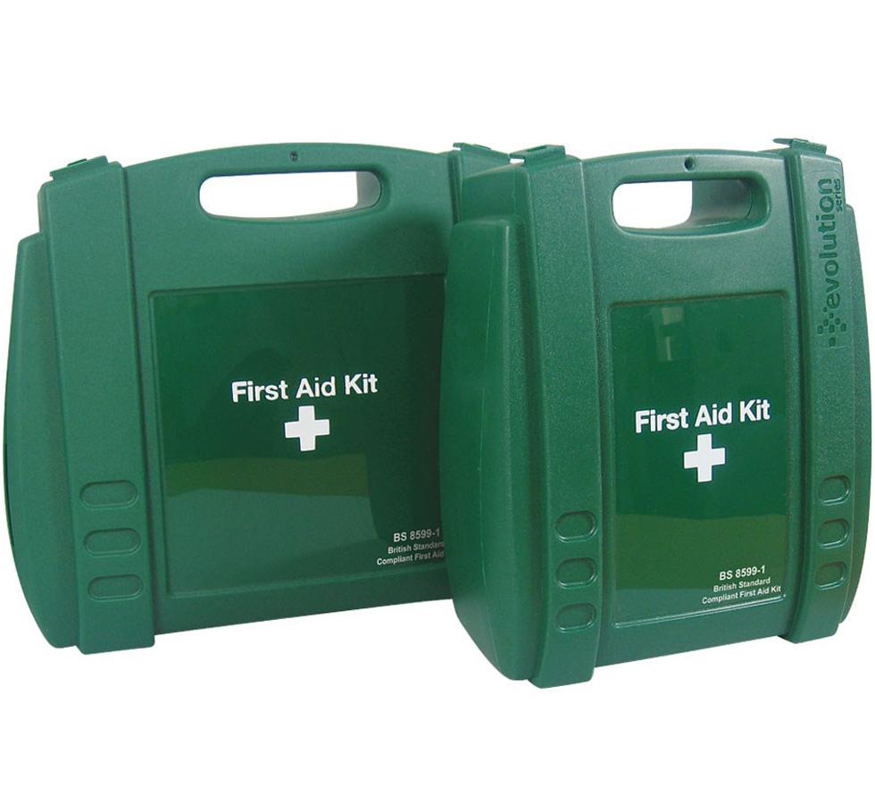 A Smaller and Larger Green Evolution British Standard Compliant Catering First Aid Kit - Sentinel Laboratories Ltd