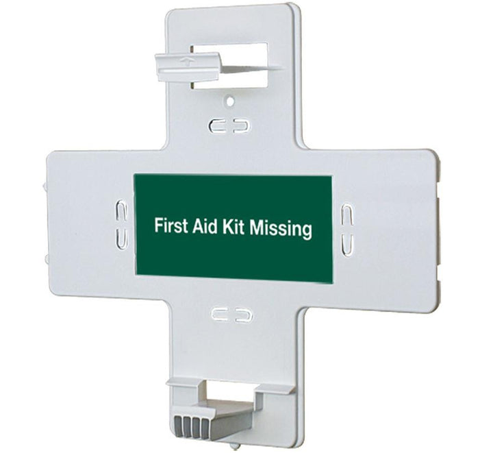 A Single White and Green Evolution Plus British Standard Compliant Catering First Aid Kit Bracket - Sentinel Laboratories Ltd