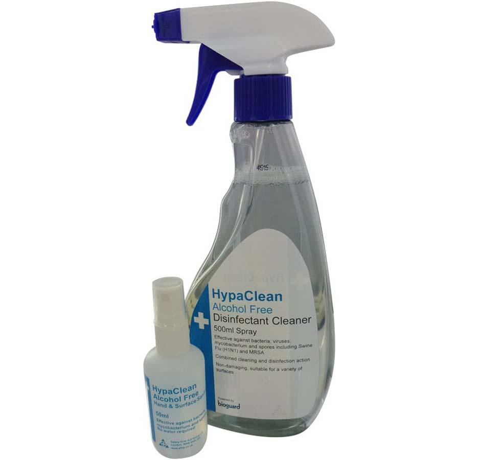 Small and Large HypaClean Disinfectant Spray - Clear Large Sprayer and Small White Sprayer - Sentinel Laboratories Ltd