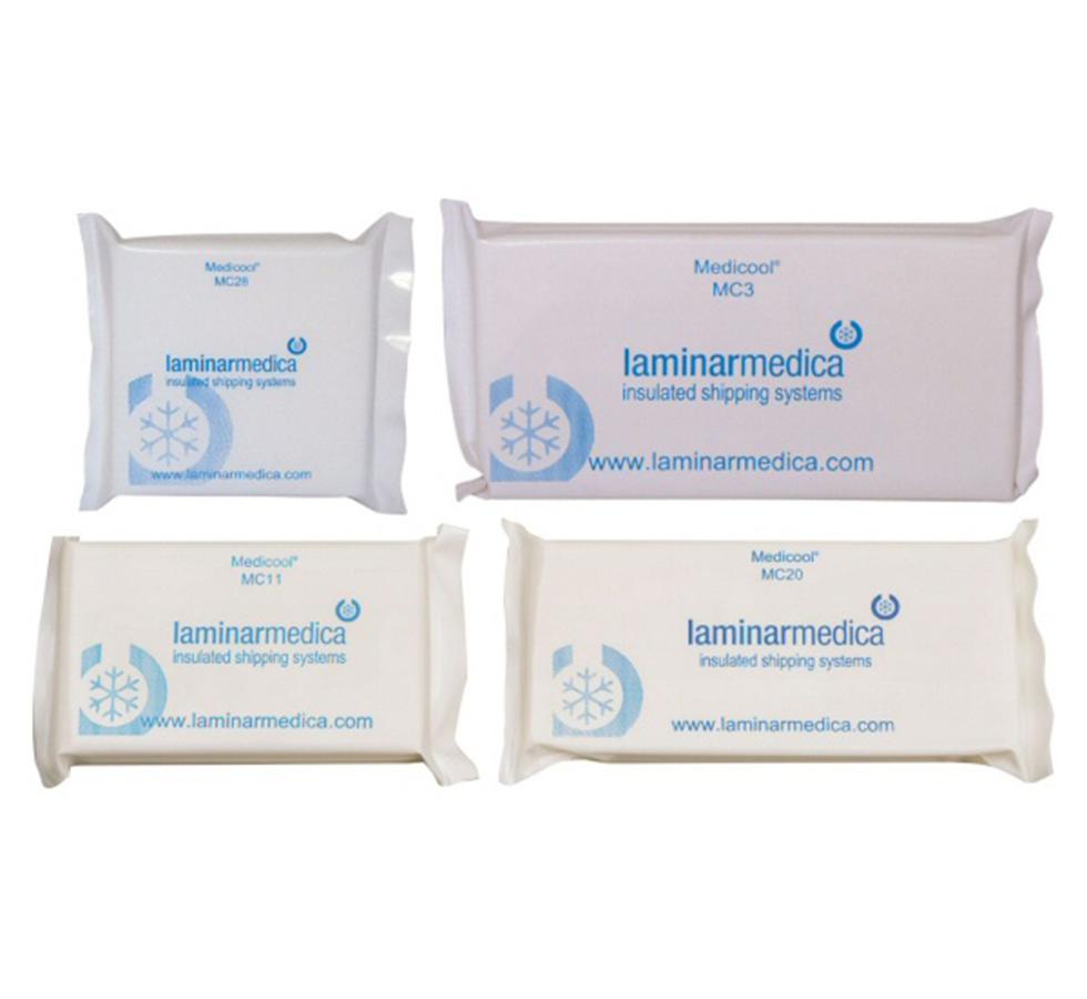 Assortment of Different Size White and Blue Design MediCool® Chill Packs for VaccinePorter® and BloodPorter® Systems - Sentinel Laboratories Ltd