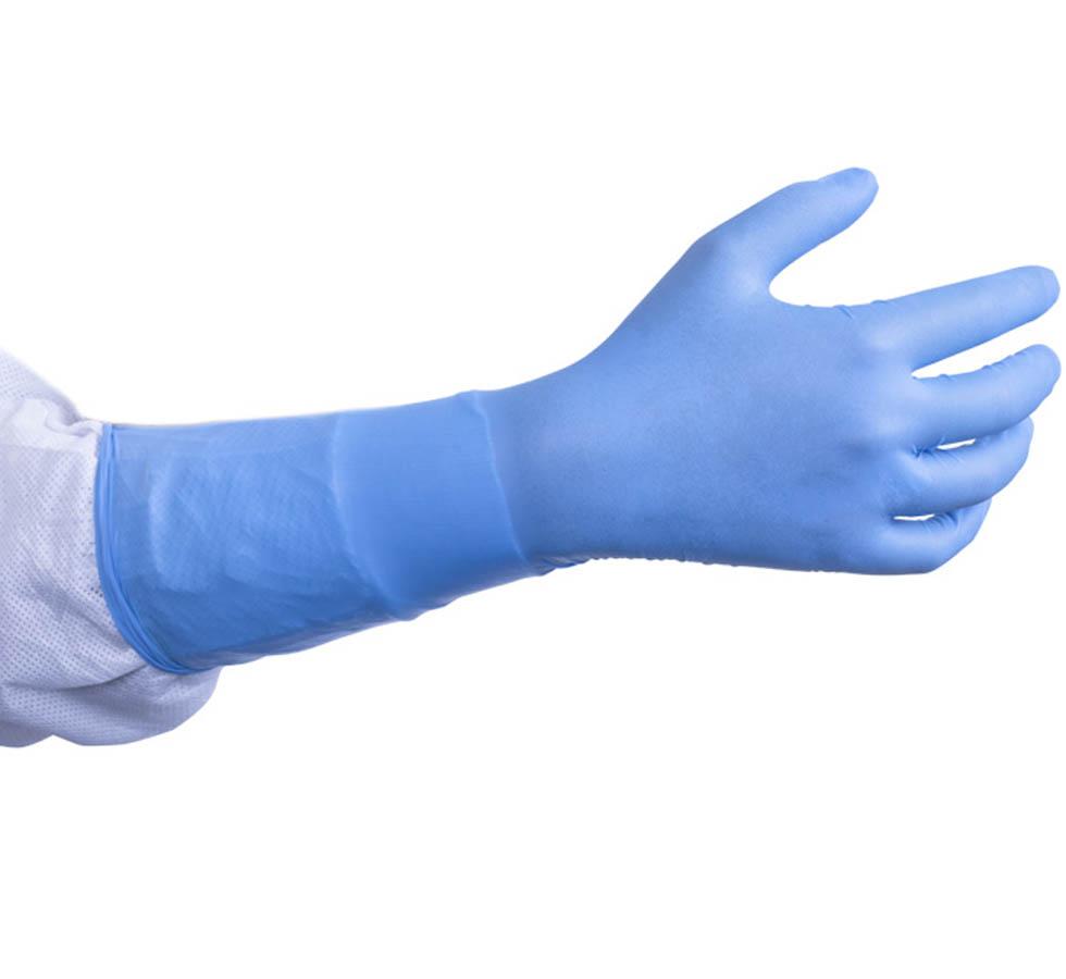 A Person Wearing a Single Blue MICROFLEX® 93-243 Glove over Lab Coat - Sentinel Laboratories Ltd
